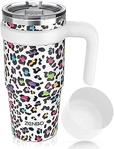 Zenbo 24 oz Insulated Cup with Handle,Silicone Boot,Leak-Proof Lid, Double Wall Vacuum Tumbler-Ideal For Cold/Hot Drinks,Travel Coffee Mug