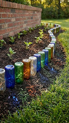 Old Wine Bottles Became STUNNING Garden Edging 🍷