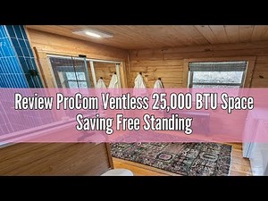 Review ProCom Ventless 25,000 BTU Space Saving Free Standing Dual Fuel Fireplace with Built In Therm