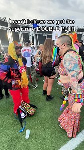 9.1K views · 524 reactions | WHOAAA DOUBLE PLUR 朗 We ran into this lil crew a bunch this weekend and their vibes were simply perfect 殺 This kandi trade was so fun & fully took haggai by surprise! I'm so happy I got to see so many beadlings this weekend + a ton of friendly coasties who I absolutely loved giving kandi to! #plur #kandi #kandikid #kanditrade #festival #ncmf #northcoast #festivalseason #wholesome | Mood Kandi | Facebook