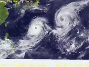 Fujiwhara effect-Triple Typhoons
