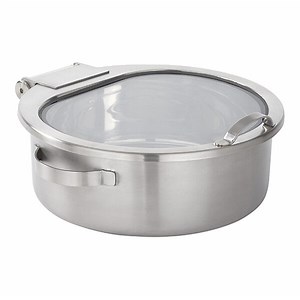 American Metalcraft Synergy 9 Qt. Satin Stainless Steel Round Induction-Ready Chafer with Glass Top and Soft Close Lid SYNSRD16