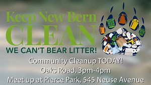 1.4K views | We're gathering at PIerce Park, 545 Neuse Ave, at 3pm today for our community cleanup, part of the new "Keep New Bern Clean" program. Get some volunteer hours in & join us in removing litter along Oaks Road & encouraging our community to dispose of trash properly. Hope to see you there! #keepnewbernclean | City of New Bern, NC Government | Facebook