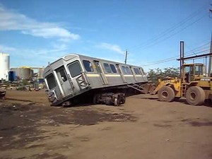 TTC H1 unloaded at the scrap yard. #3 Toronto Transit subway