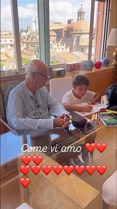 MARA VENIER to her grandson Iaio: do you do your homework with grandpa?