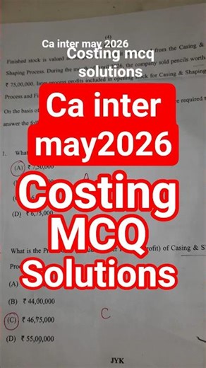 CA INTER COSTING may26 mcq solutions costing paper review #caintermay26#caexam#cainter#ytshorts#exam