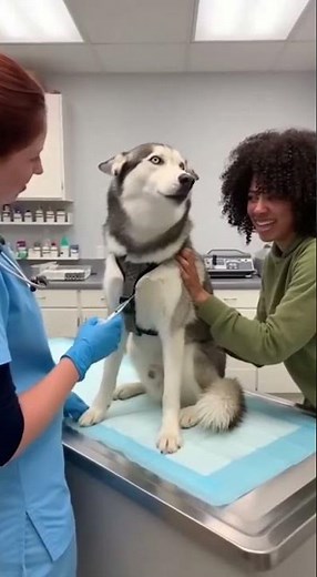 I was brave… until I saw the needle. 💉😂 #HuskyDrama #VetVisit #NeedleFear #SiberianHusky #DramaQueen