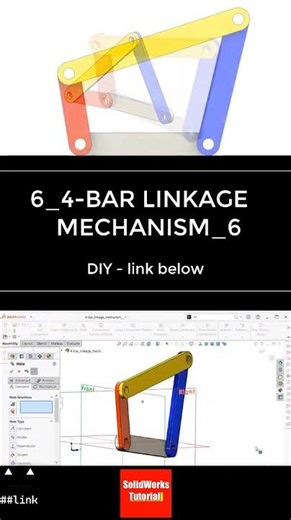 Mechanism 6: 4-bar linkage mechanism (with trace path) #solidworks #tutorial #cad #mechanism #diy