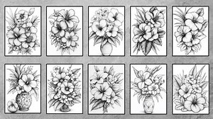 Tropical Flowers Coloring Book: 50 Grayscale Illustrations (PDF) - Etsy Australia