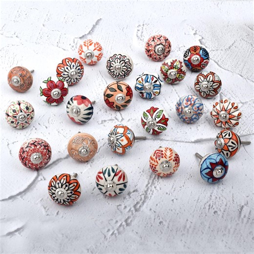 Hand-painted Ceramic Cabinet Knobs: Assorted Decorative Styles - Etsy