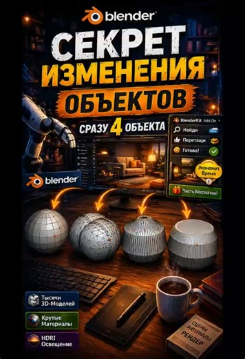 👉 1 действие — 4 объекта