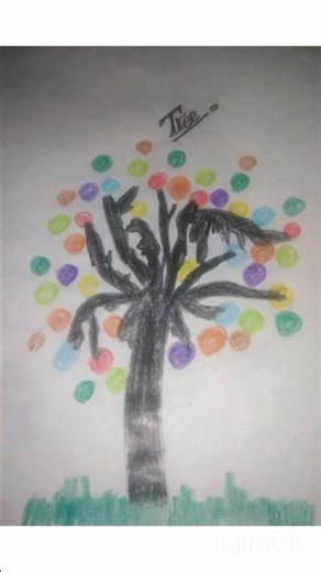 Beautiful Colorful Tree Drawing | Easy and Creative Art for Beginners#shorts