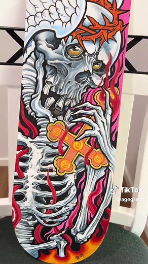 Custom Deck. #skate #skateboarding #skateboard #skateboardartist #skateboardart #art #artist #street #streetart #streetartist #skull #skullart #skeleton #illustration