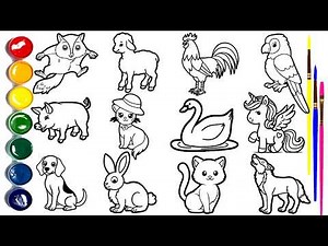 How to Draw Cute Animals for Kids - Flying Squirrel, Pig, Dog, Cat, Rooster & More🐿️🐷🐶🐱🐓