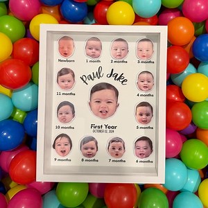 3D Baby Milestones Shadow Box: Personalized First Year Keepsake