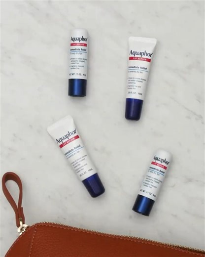 what’s in our bag ^​ our Aquaphor Lip Repair and Aquaphor Lip Repair Stick immediately relieve dryness and help soothe chapped, cracked lips 💋 #HowIAquaphor #Aquaphor | Aquaphor