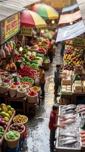 Miniature Indonesian Traditional Market in 1/100 Scale – Stunning Hyper-Realistic Details!