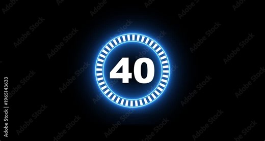 “A dual neon circle countdown timer animation from 45 to 0 seconds, designed as an analog-style neon clock icon.”