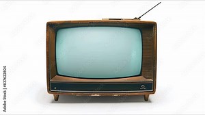 Vintage TV with blank screen isolated on white background. Concept Technology, Vintage, Retro, Television, Blank Screen