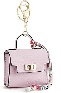 WOZEAH Mini Backpack Keychain for Women,Small Change Pouch Coin Purse Twist-lock with Key Headset Bag（Purple）