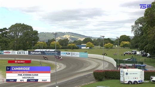9 races from Cambridge tonight. Presented by Britt and Nicole Sims is on-track, where it's windy. The feature races are the Gr.3 Flying Stakes for Trotters and Pacers at 7:01 and 7:37 All the action on Trackside 1 and trackside.co.nz Cambridge Raceway | Trackside NZ