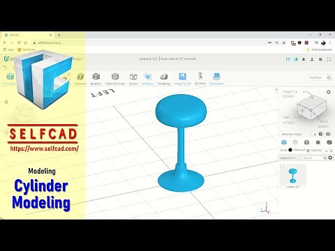 SelfCAD Cylinder Modeling Tutorial For Beginner
