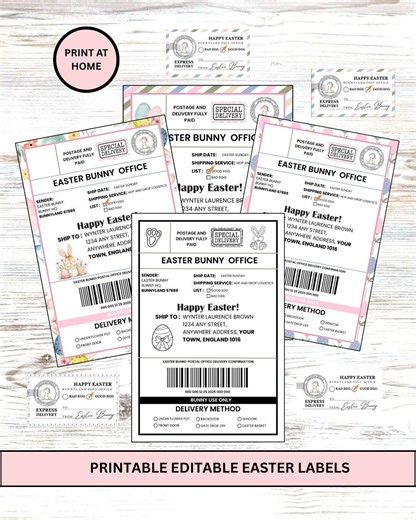 Printable Easter Delivery Labels, Easter Mail Tag,  Bunny Approved Label,  Gift Tags, Easter Basket Labels, Instant Download