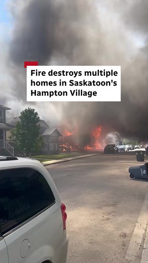 It took more than 30 firefighters to contain a fire that ripped through Saskatoon's Hampton Village on Friday. It's not yet clear what started the fire. Several homes were destroyed, but no one was hurt. #fire #blaze #saskatoon #yxe #cbcnews