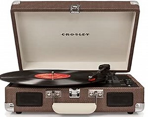 Crosley CR8005D-TW Cruiser Deluxe Vintage 3-Speed Bluetooth Suitcase Vinyl Record Player Turntable, Tweed