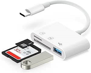 USB C SD Card Reader for iPhone 17/16/15, Android, 3 in 1 Digital Camera Adapter iPhone, Sd Card Adapter for More Type C/USB-C Devices, Compatible with SD, SDHC, SDXC, MicroSD, MicroSDHC, MicroSDXC