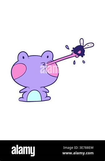 shine light effect animation of cute cartoon frog catching fly with tongue Stock Video Footage - Alamy