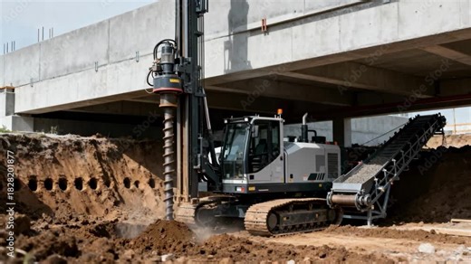 Heavy machinery drilling and placing micropiles beneath a foundation for deep support designed to strengthen soil and prevent settlement.