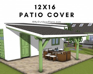 DIY 12x16 Lean to Patio Cover Plans - Attached Pavilion Plans - PDF Download - Etsy