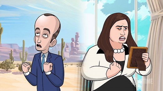 13K views · 126 reactions | Watch Cartoon Stephen Miller and Cartoon Sarah Sanders break out into song over the Wall on Our Cartoon President. | Our Cartoon President | Facebook