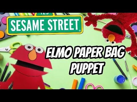 Let's create a SESAME STREET ELMO Paper bag puppet! Justin Talks Puppets