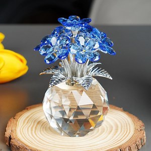 Handmade Crystal Forget-me-not Flower Ornament, Crystal Flower Mother's Day Gifts for Women, Crystal Flower Bouquet for Elegant Home Decor - Etsy