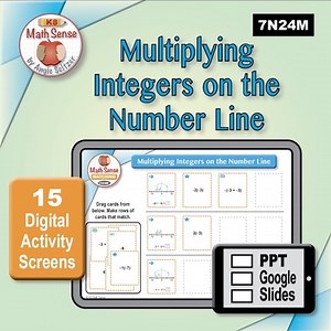 Multiply Integers on Number Line DIGITAL MATCHING: 15 PPT /Google Slides 7N24-M