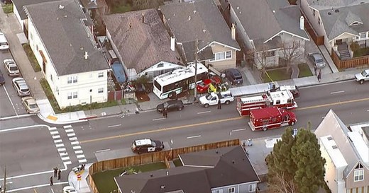 Driver killed as transit bus crashes into car, house