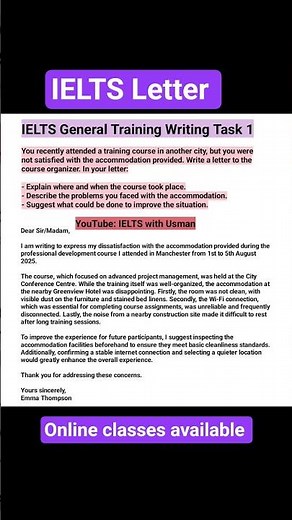 IELTS GT Writing Task 1 Sample | Online classes available. #ielts #ieltswriting