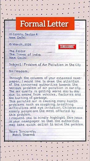 formal letter writing | letter to editor | letter writing in english | #shorts #formalletter