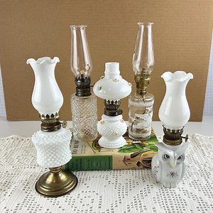 Small Vintage Glass Oil Lamp, Cottagecore Floral Kerosene Light, Choose White or Clear Glass - Etsy