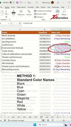 Using various colors in cell formatting - Excel Tips and Tricks #shorts