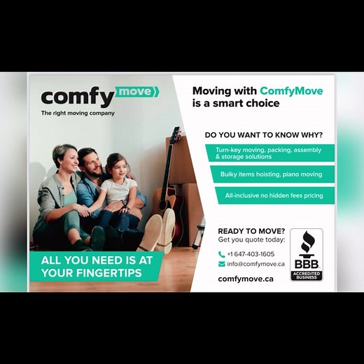 Moving in Toronto? Choose a service that handles every detail from A to Z. At ComfyMove, we plan your entire move — from the first consultation to the moment you arrive in your new home. Our team makes the process smooth, enjoyable and completely stress-free. Need full-home packing? Or just help with a few essentials? We offer the perfect balance of premium quality and fair pricing, tailored to your needs. Our mission is simple: A perfectly comfortable move. Every time. Get your free quote today