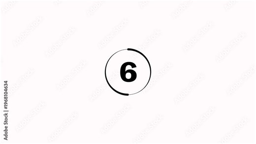 Dynamic circular and count number animation on white background. top ten countdown numbers from 10 to 1. Circle countdown timer 10 sec animation. 10 second count down timer with circle