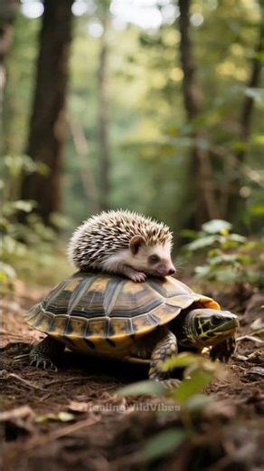 When Your Best Friend Becomes Your Bed… Tiny Hedgehog on Turtle’s Back ❤️