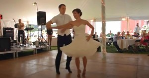 Married couple pull off perfect jive for first dance and rock the audience