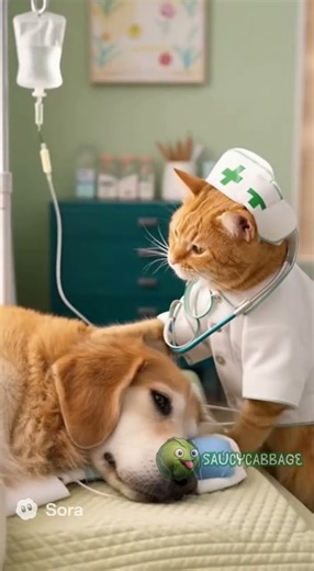 🐱 Cat Nurse Comforts Other Animal Patients 💖