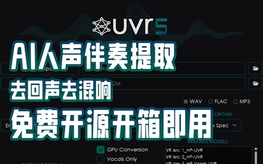 暂时最强AI人声伴奏提取分离去混响软件，UVR5保姆级小白教程以及软件分享【没用的干货】