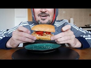 ASMR Eating Sounds – Pulled Chicken Sandwich – One sandwich to rule them all