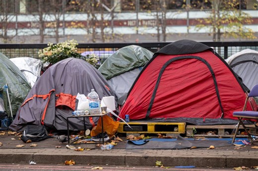 London street transformed into ‘shanty town’ as homeless set up dozens of tents